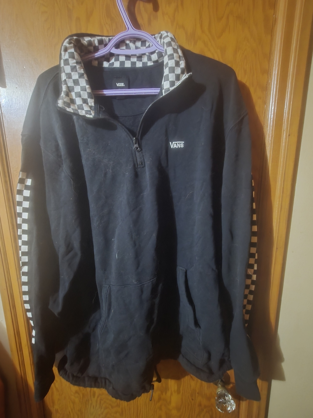 Vans Black Pullover with Black-and-White Checker Trim